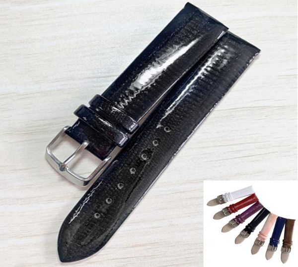 

watch bands colorful patent genuine leather strap stainless steel 12 14 16 18 20 22mm band accessories bracelets watchbands5833816, Black;brown