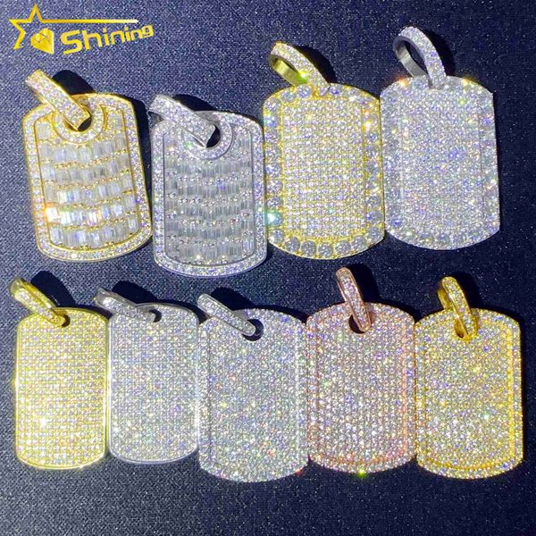

sell iced out dog tag pendant 925 silver lab diamond jewelry men women hip hop gra certified moissanite necklace pendant