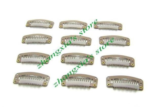 

32cm 6 teeth hair clips for hair extensionstoupees clipswig clipshair extensions toolslight brown100pcs9808951, Black;brown