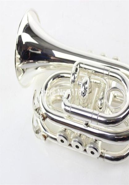 

professional mini bach tr6500 bb pocket trumpet sliver plated musical instrument with case accessories 264u59536385207300