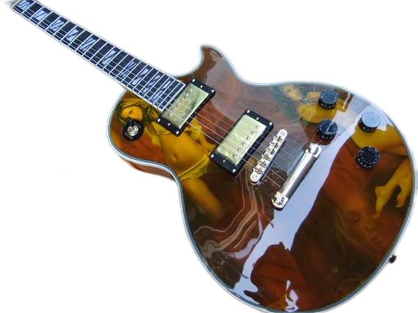 

customized 6 strings electric guitar with ebony fretboard golden hardware