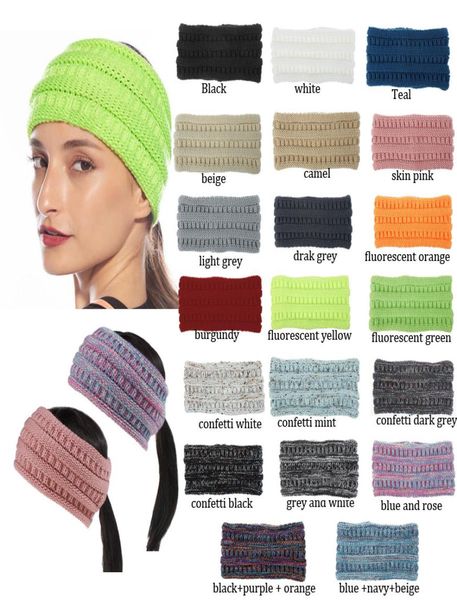 

new colorful knitted ponytail crochet brand headband winter ear warmer elastic hair band wide hair accessories1980407, Slivery;white
