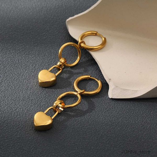 

stud lady gold texture love stainless steel pendant earrings for women fashion trend ladies 18k birthday gift jewelry r230630, Golden;silver