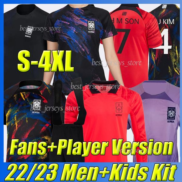 

4xl 2023 korea soccer jerseys national team 22/23/24 son cho gue sung in bum hwang ui jo jeong sung fans player version 2002 retro men kids, Black;yellow