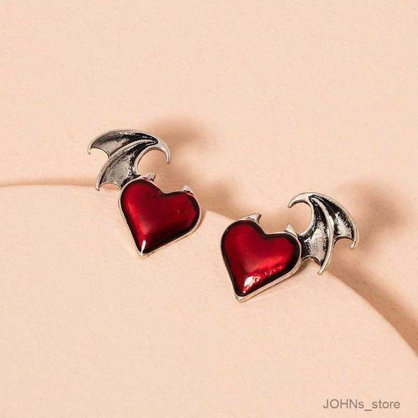 

stud lady new fashion devil's wings heart-shaped earrings women's earrings jewelry direct sales r230630, Golden;silver