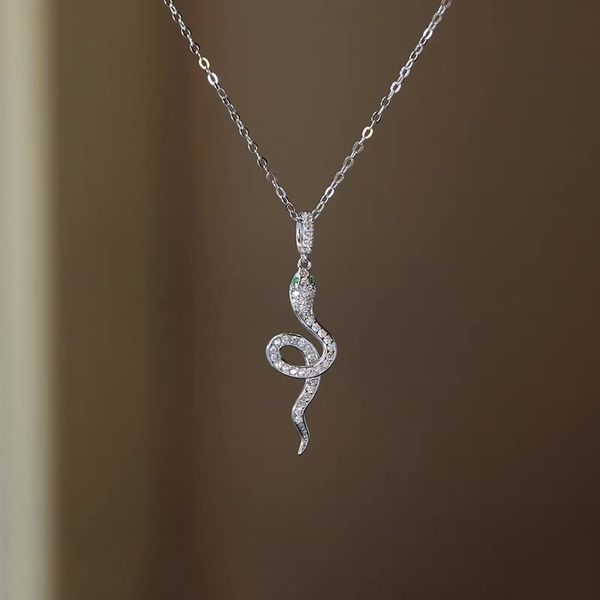 

pendant necklaces jwer elegent punk snake necklace animal crystal trendy female birthday party gift designer jewelry 230630, Silver