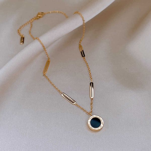 

pendant necklaces classic fashion stainless steel roman digital wafer necklace 2023 jewelry christmas party women's 230613, Silver
