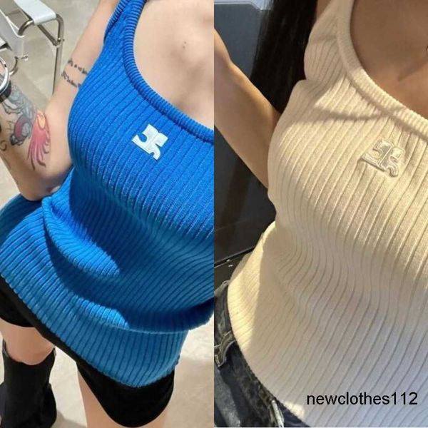 

2023ss courreges women's tanks camis candy color knitted vest sleeveless sweater tank 21343, White