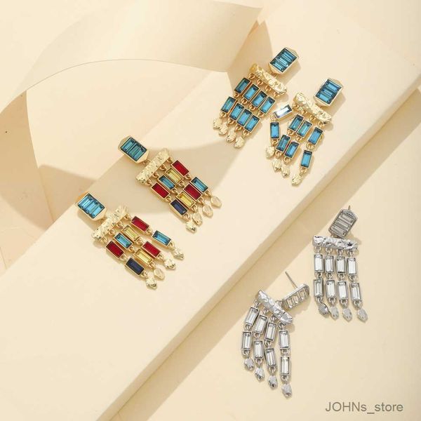 

stud lady luxury colorful zircon long statement drop earrings women new fashion wedding large earrings gift r230630, Golden;silver