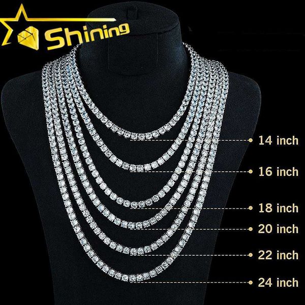

wholesale price fashion women men hip hop necklace jewelry iced out micro pave 5a cubic zirconia cz diamond tennis chain, Silver