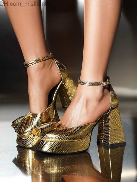 

sandals sandals platform for women ankle strap chunky heel gold silver bling fashion marry jane shoes 2023 spring brand 230223 z230630, Black