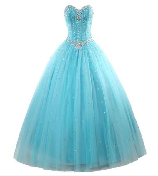 

new elegant mint blue quinceanera dresses ball gown with beads ruffles sequin laceup sweep train prom party dress7339704, Blue;red