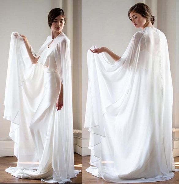 

new wedding bolero long wraps ivory white sheer summer formal cape chiffon cloaks bridal wedding party shawls custom made ja3834771