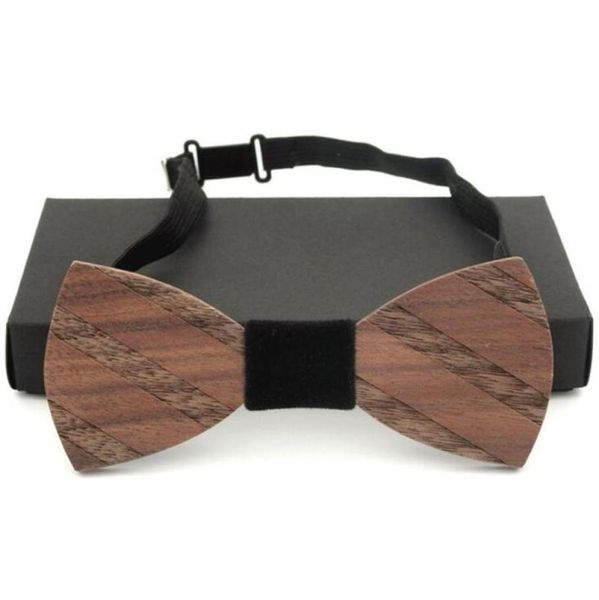 

bow ties rbocostriped wooden tie men39s solid color bowtie wood dot vintage for men business wedding suit accessoriesbow1644939, Black;gray