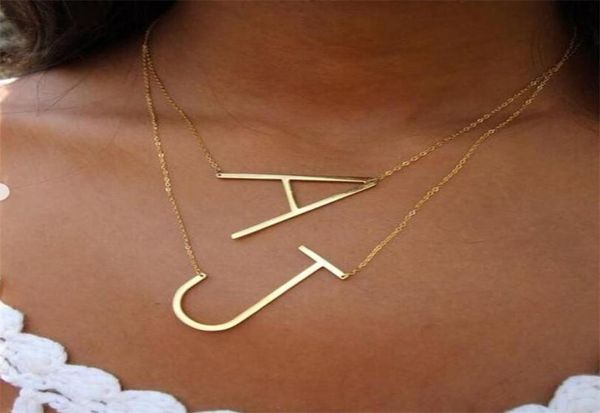 

chains simple 26 letters pendant necklace for women charm jewelry a b c d e f g h i j k l m n o p q r s t u v w x y z large initia8084357, Silver