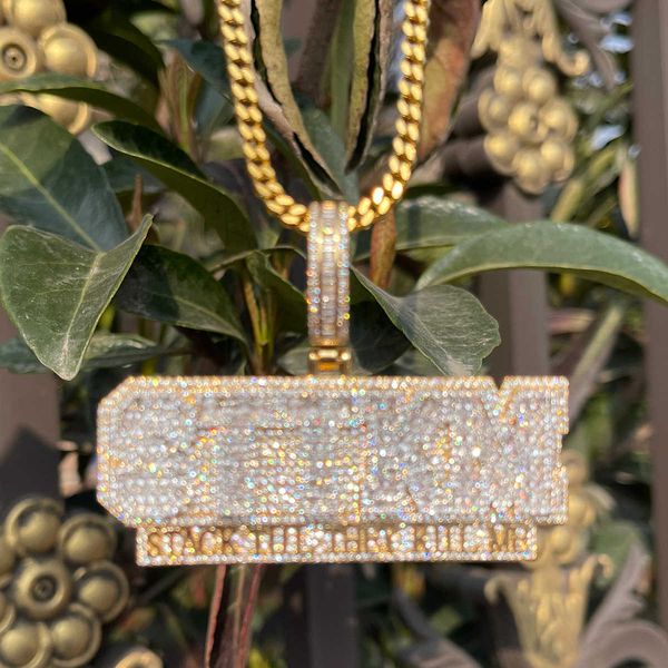 

pendant necklaces bubble letter iced out necklace for men stack till they kill me 5a cubic ziconia real gold plated hip hop jewelry 230621, Silver