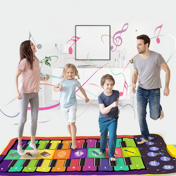 

Sound Toys Educational Double Row Key Piano Music Mat 8 Instrument Rug Interactive Hand Foot Coordination Kid Baby Play Carpet Pad Toy 230629