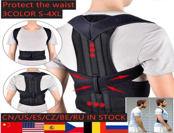 

back waist posture corrector adjustable correction belt waist trainer shoulder lumbar brace spine support belt vest6254759, Black;gray