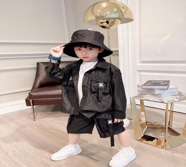 

boys spring summer clothing sets kids jackets toddler windbreaker with pocket children zipper outerwear with short and t shirt for8667595, White