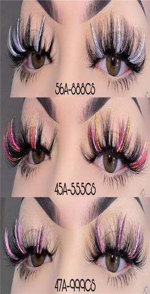 

25mm colored lashes wispy fluffy glitter 3d mink lash thick long false eyelashes color eyelash strip multicolored for cosplay dail8613459