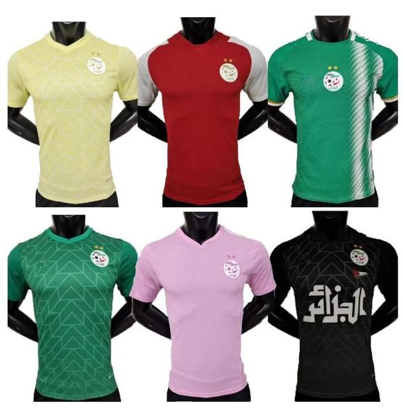 

23 24 algeria player version mahrez soccer jerseys fans maillot algerie 2023 2024 atal feghouli slimani brahimi home away bennacer kids foot, Black;yellow
