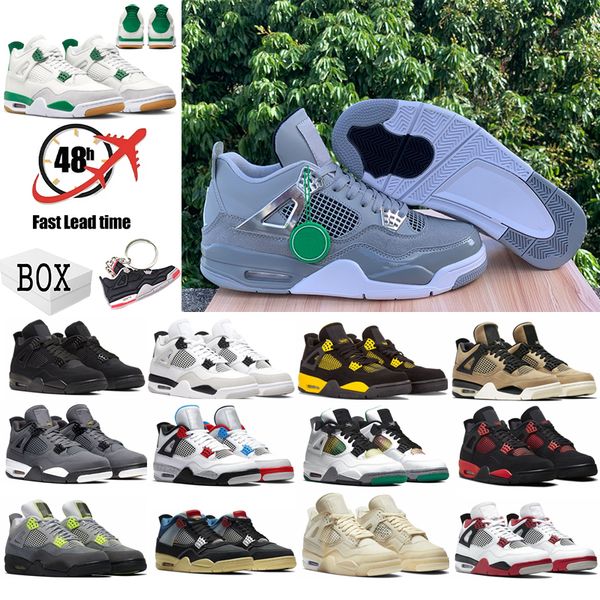 

with box jumpman 4 4s basketball shoes for men women og red thunder pine green military black cat white oreo sail seafoam university blue br