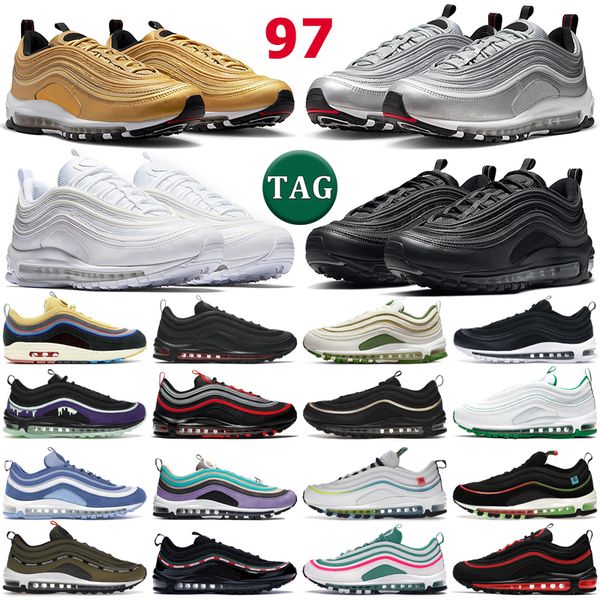 

97 running shoes men women 97s triple black white sean wotherspoon golden silver bullet university red sail treeline metallic gold mens trai