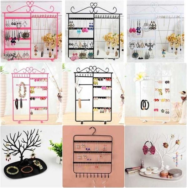 

earrings ear studs necklace chain jewelry display holder stand organizer rack earring display 2111052298031, Black