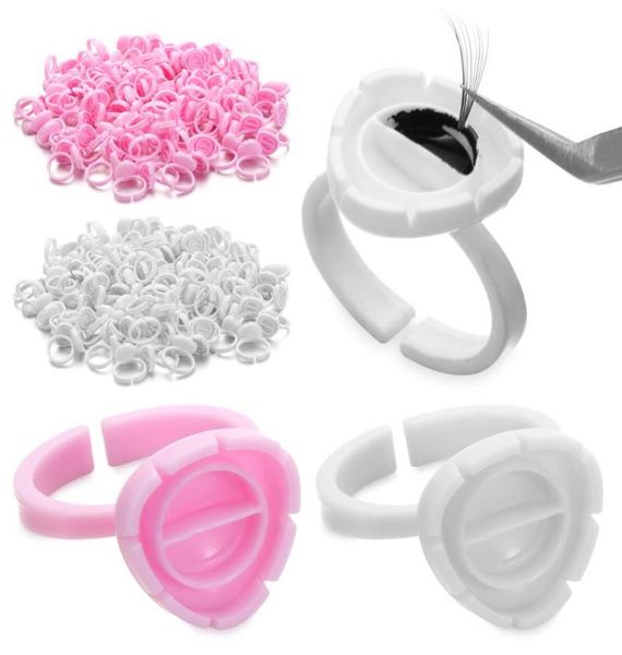 

false eyelashes whole 100pcs disposable eyelash glue fan cup rings holder container tattoo pigment extension tools lash suppli5520952