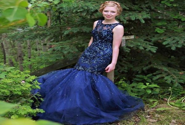 

stunning navy blue evening dresses floor length mermaid evening gowns beading cap sleeve women formal pageant dress 2016 vestidos 2834189, Black;red