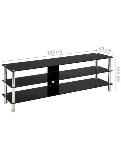 

black tv stand 150x40x40 cm in tempered glass living room furniture7489395