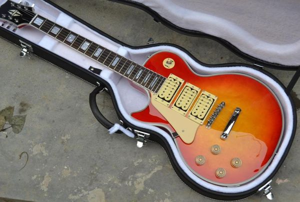 

left handed ace frehley guitar cherry sunburst good 3 double coil pickups mahogany body chrome hardware electric guitars7256648