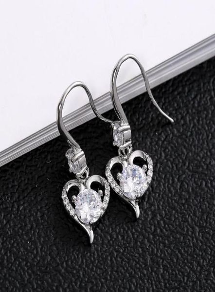 

dangle chandelier ring gang fashionable temperament fashion love inlaid white zircon exquisite copper earrings2645310, Silver