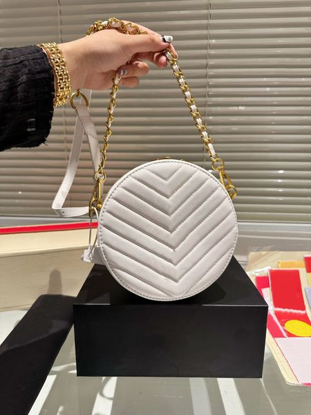 

tz vinyle round grain leather round cake bag golden chain shoulder bag vintage circular bag cross body camera bag v-shaped quilted metal let