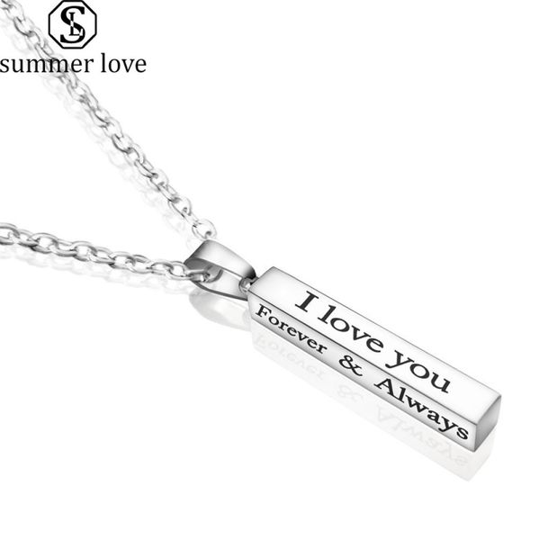 

stainless steel solid blank bar necklace for buyer own engraving i love you always letter charm pendant necklace for 9253438, Silver