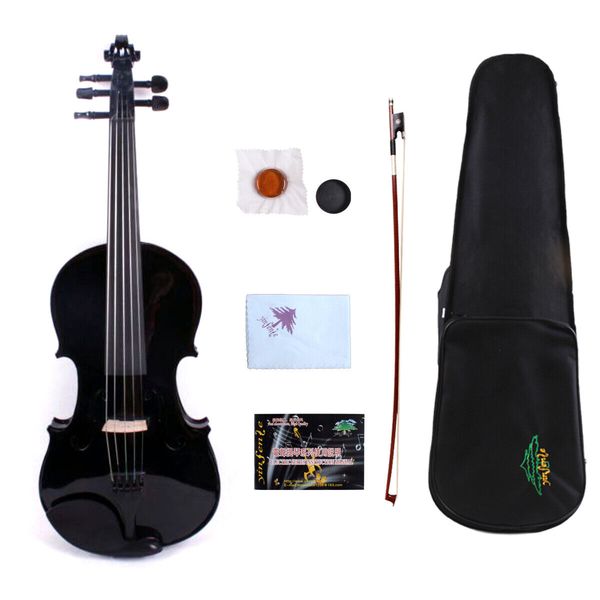 

yinfente 5string acoustic violin black 4/4 maple+spruce case+bow+rosin #vl1