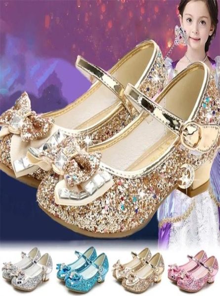 

girls small highheeled leather shoes princess kids flower casual glitter sequined upper bow decoration children039s dance 22045952114, Black;red