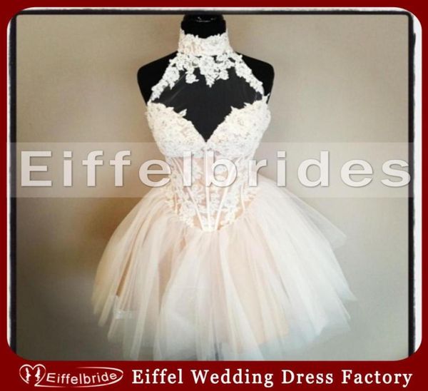 

most beautiful short puffy homecoming dress with unique glamorous lace applique high neck and embellished bones elegant tulle cock6766089, Blue;pink