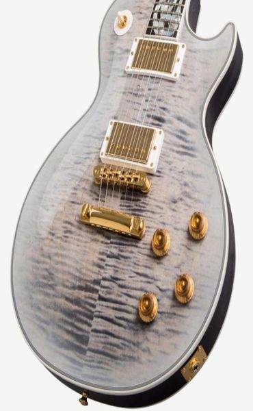 

rare ultima limited run gray burst flamemaple electric guitar 3 piece flame maple neck iceflame inlay gold grover imperial t6746798
