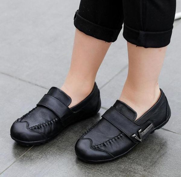 

flat shoes boys leather school uniform slipon dress shoe breathable lightweight running sneakers for kids3793454, Black;grey