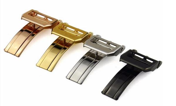 

18mm new stainless steel watch bands strap silver black gold rose gold buckle deployment clasp for iwc bands5476090, Black;brown