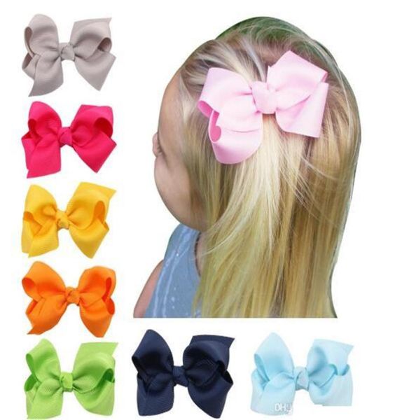 

100 pcs korean 3 inch grosgrain ribbon hairbows baby girl accessories with clip boutique hair bows hairpins hair ties hd32012749533