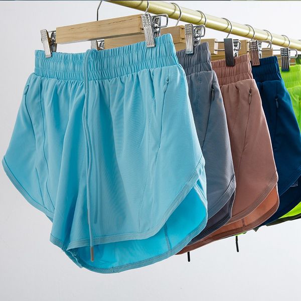 

lu-008 women tummy control yoga shorts for women workout running sports lu shorts side zipper pocket lightweight breathable short lulemon