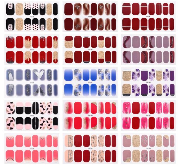 

european and usa fashion nail stickers 14 tips finger nails decals crystal glitter gold silver stamping sticker9994754, Black