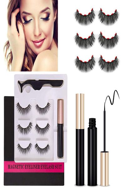 

magnetic liquid eyeliner with magnetic eyelashes and tweezer liquid 3 pairs magnetic false eyelashes eyeliner set reusable lashes 2793718