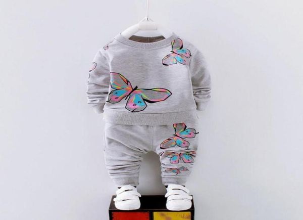 

2pcs toddler baby girls clothes infant children clothing shirt pants butterfly tracksuit kids girls clothing set3166928, White