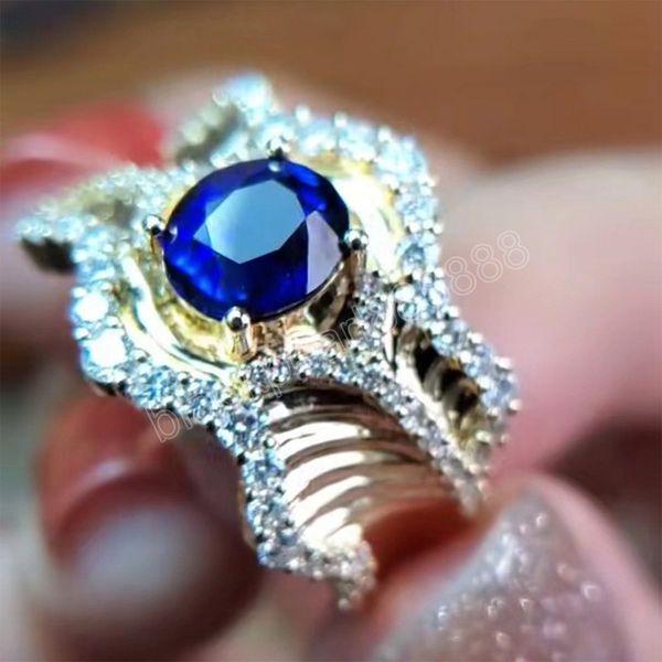 

italian vintage jewelry luxury simulation royal blue sapphire rings women's elegant banquet party accessories for women, Silver