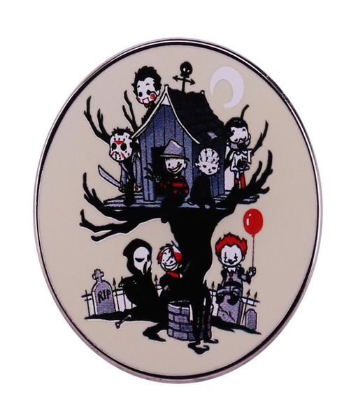 

terror movies killer decorate badges gothic halloween enamel pins fashion anime cartoon metal brooch collecting4973529, Blue