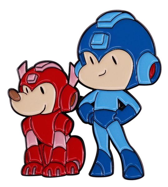 

megaman and red robot dog enamel pin video game inspiration badge9837260, Blue