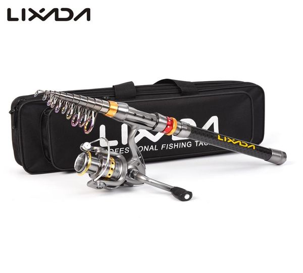 

lixada telescopic fishing lure rod reel combo set carbon fiber fishing rod pole spinning reel fishing bag for vara de pesca1827967